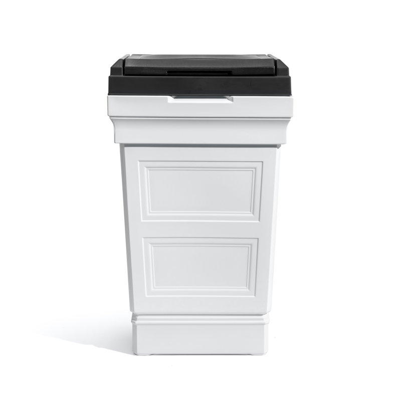 Atherton Classic White 30 Gallon Outdoor Plastic Garbage Can