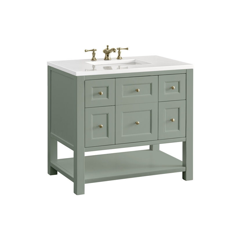 Breckenridge 36'' W Single Vanity, White Zeus, Smokey Celadon, 8" Widespread