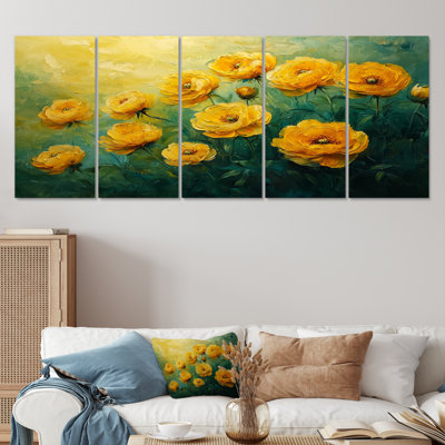 Vert vert jaune pivoine s Gentl Embrace II - art mural jaune - décoration murale traditionnelle