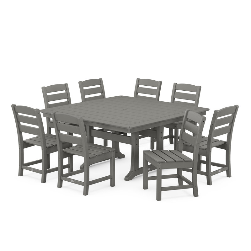 Lakeside 9-Piece Nautical Trestle Dining Set, Slate Gray