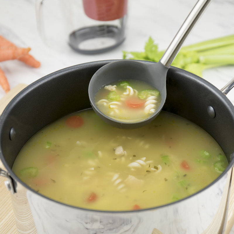 12.9-inch Stainless Steel and Silicone Soup Ladle