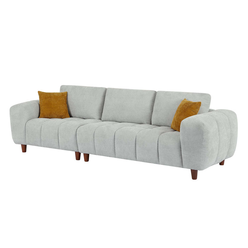 Canapé modulaire convertible 111,81 po Marshmallow, Tissu gris pâle