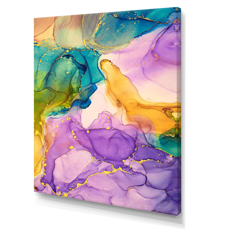 «Mauve, jaune et vert», reproduction d'art sur toile, H 20 po x l 12 po x P 1 po, Toile tendue