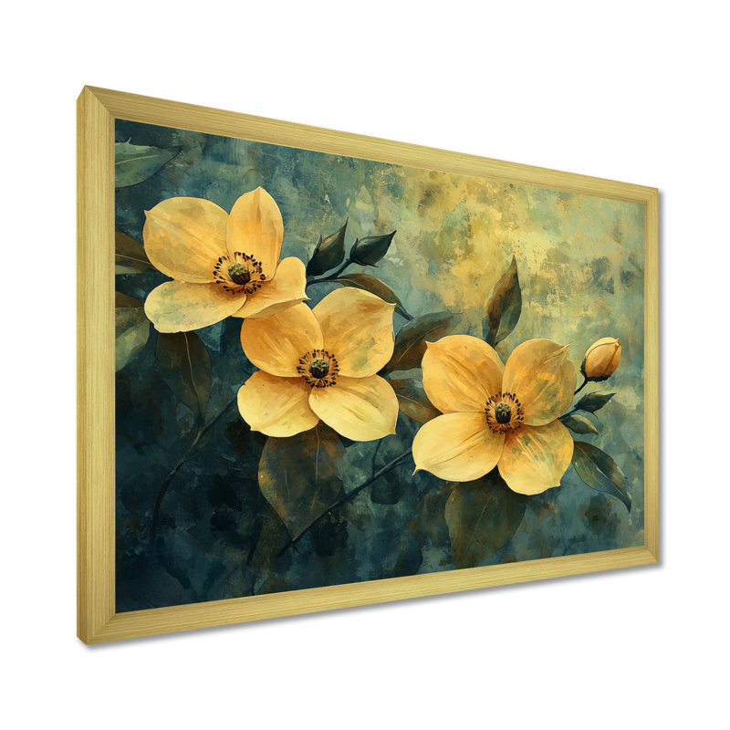 Jaci - Floral Wall Art, Reproduction encadrée d'une seule photo, H 12 po x l 20 po, Or