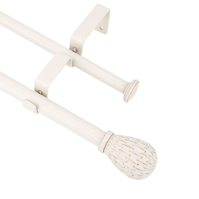 Tringle à rideaux double réglable en acier Roul, 48" - 84", Blanc