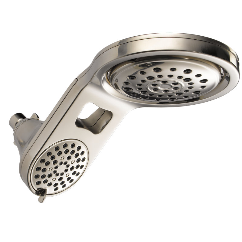 HydroRain Multi Function Adjustable Dual Shower Head, Stainless