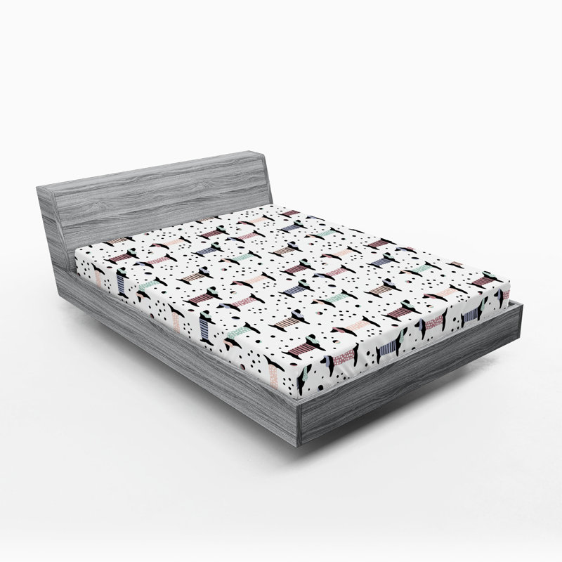Drap-housse Ambesonne, paquet de 2, Noir / blanc / pois bruns, Drap-housse grand