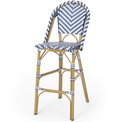 29,5 po paire française extérieure - bleu marine, blanc, cadre en aluminium avec finition, PE, antirouille, utilisation de jardin à 2 hauteurs, bleu et similaire