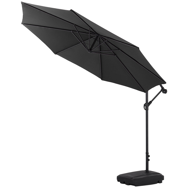 Aailiyah 300cm Tilt Cantilever Parasol, Black