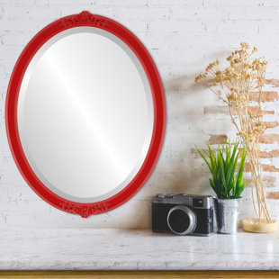 OVALCREST - Miroir mural ovale biseauté pour la décoration intérieure - Style Athena - Abat-jour argenté - Dimensions extérieures 18 x 22