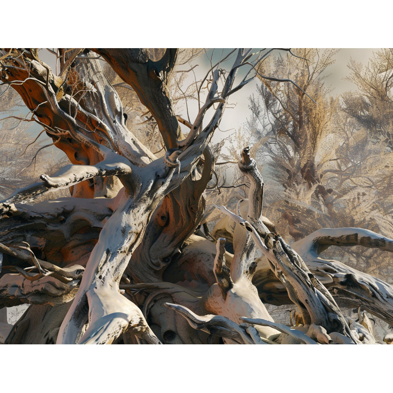 Gnarled Tree Nature  Reversible Throw Pillow, 16"H x 16"W