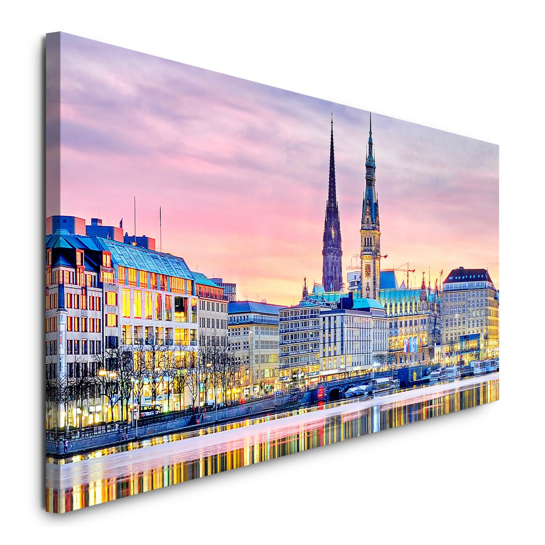 Leinwandbild Skyline von einem Hafen