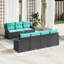 Ensemble de canapé de jardin vidaXL 8 pièces en rotin de polyester noir et turquoise