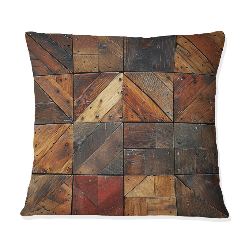 Coussin brun et noir Country Barnwood II - Country, H 16 po x l 16 po, Carrée