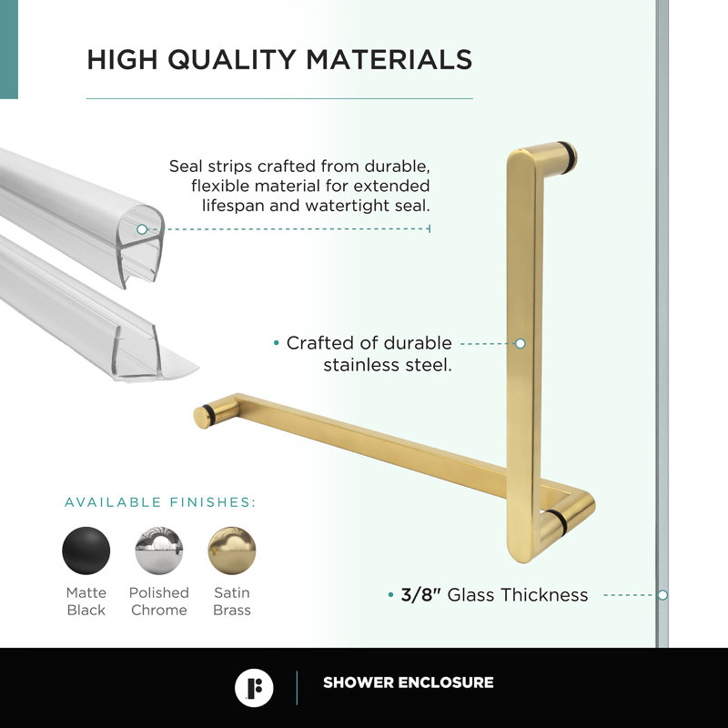 Elegant Satin Brass Frameless Tempered Glass Corner Shower Enclosure