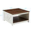 Table basse Table basse de style campagnard avec rangement Table de cocktail en bois rustique, table basse carrée pour salon avec espace de rangement semi-ouvert, noyer et ivoire, table