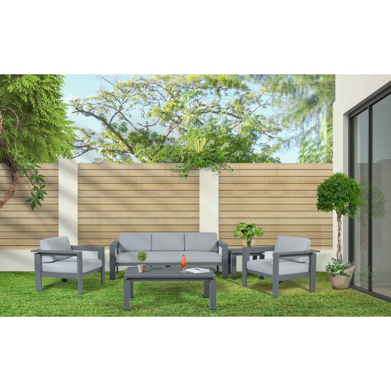 Kairis Metal Outdoor Lounge Chair, Gray