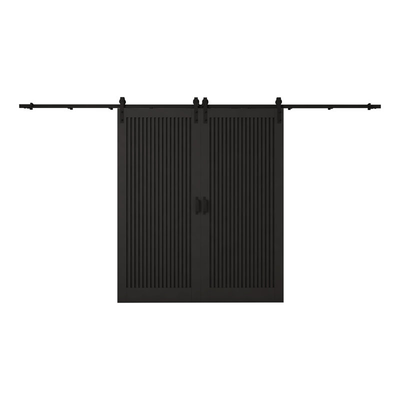 Ensemble d'extension de quincaillerie pour porte de grange à deux vantaux synchronisés de 83-7/8 po, noir mat