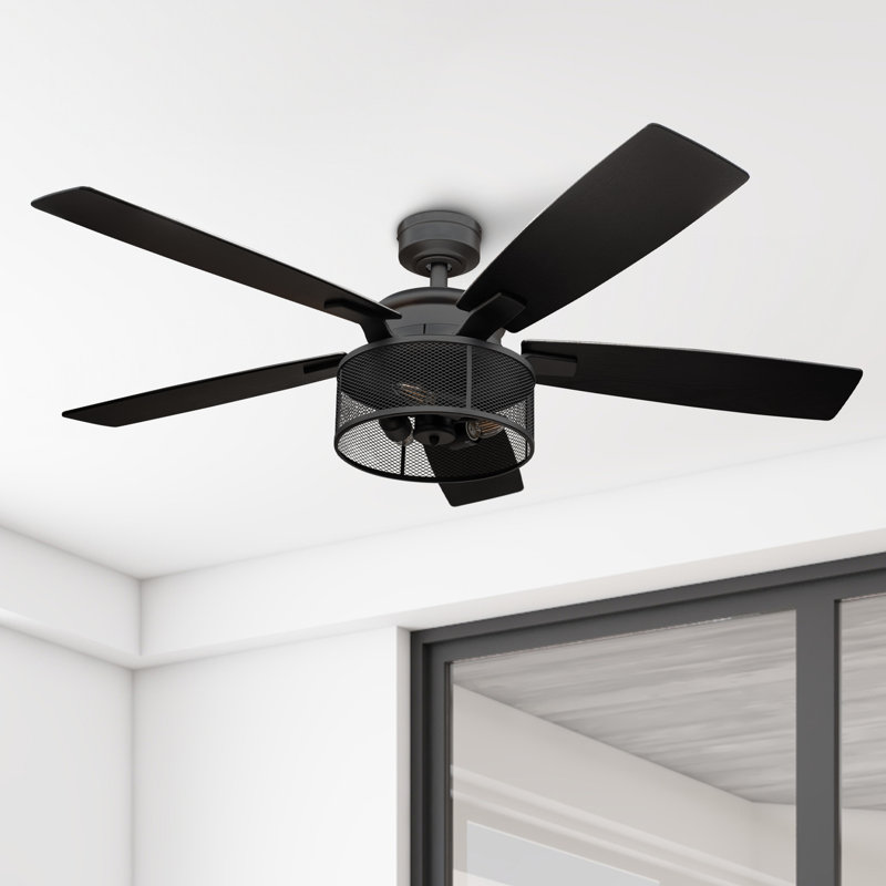 Ventilateur de plafond d'intérieur de 52 pouces avec ensemble de lumières DEL et télécommande Honeywell Carnegie, double montage, moteur CA à 3 vitesses