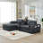 Luxury Ribbed Chenille Upholstered Modular Sectional Sofa With Ottoman-11288958