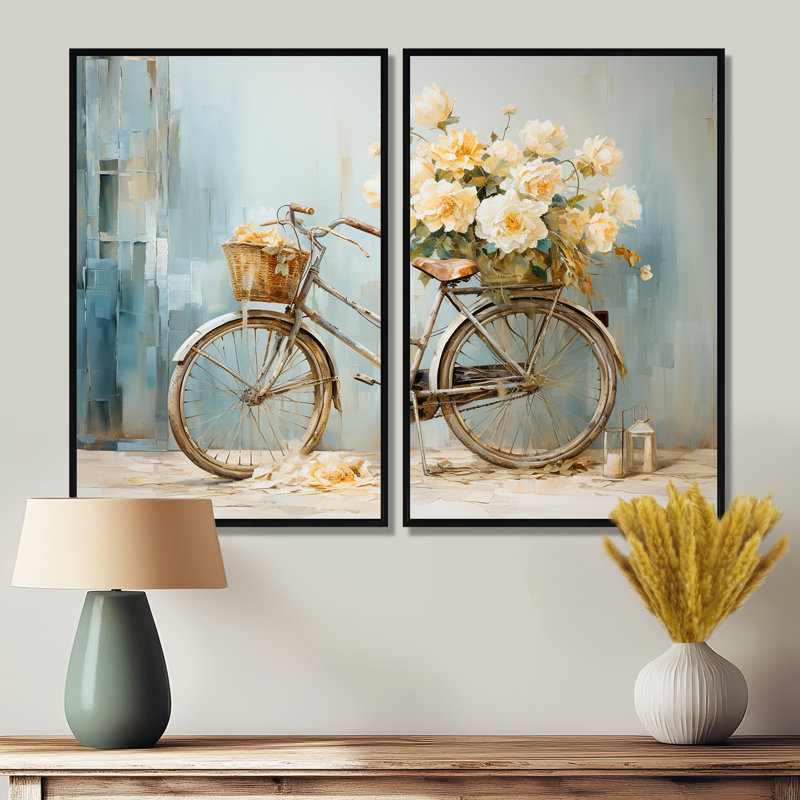 Vélo tranquille pédalant près de la plage VI - art mural moderne, H 36 po x l 48 po, Reproduction encadrée sans passe-partout