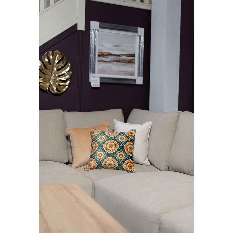 Square Cushion, Multicolor Trellis Circle