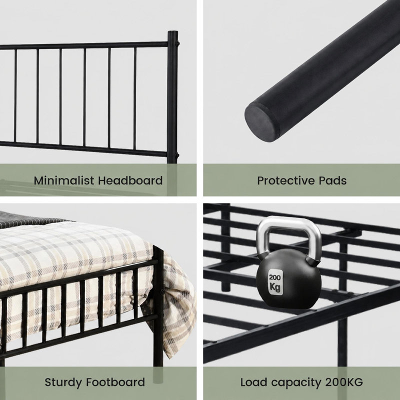 Aurora-Leigh Small Double (4') Open-Frame Bed, Black