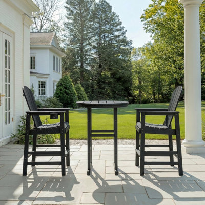 3-Piece Round Patio Bar Set With 2 Bar Stools