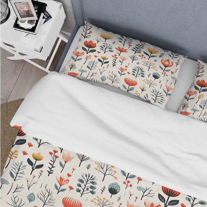 Literie Simplicity Nordic Red Floral Dreams II, Housse de couette simple + 1 taie décorative stan
