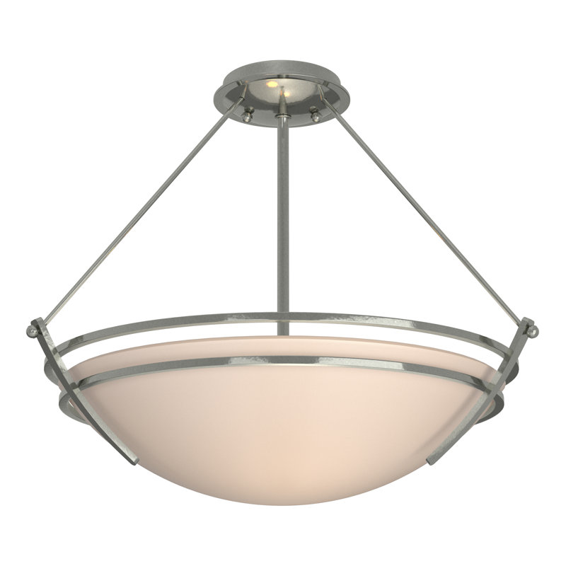 Tryne Semi Flush Mount, Sterling, Sand, 12.5" H x 16.4" W x 16.4" D