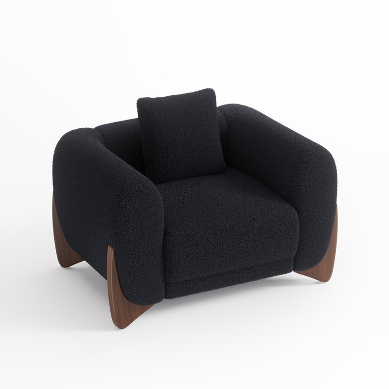 Keiven Boucle Upholstered Accent Chair, Black