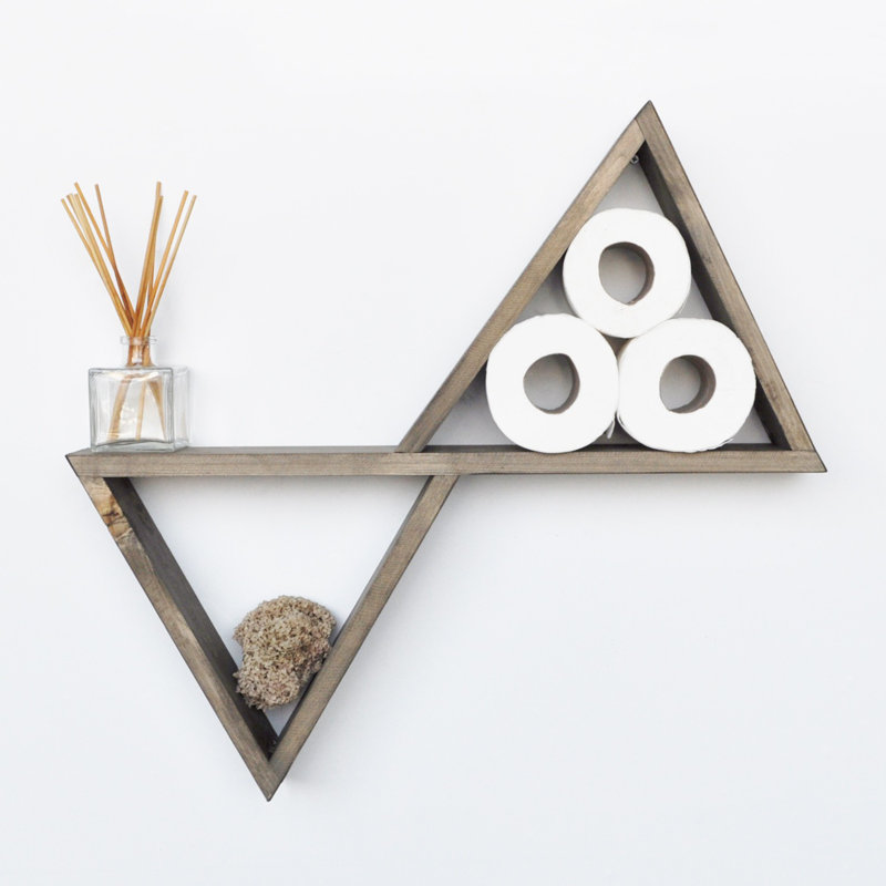 Handmade Wall Shelf, Walnut Color, 21.7 x 19.7 x 3.5 inches | 100% Spruce Wood, Assembled, Modern Scandinavian Design | Perfect for Home Decor, Space-Saving Storage & Display Solutions