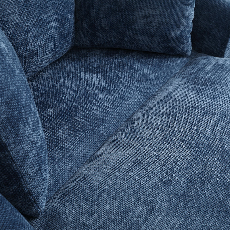 Slipcovered Oversized Round Indoor Chaise Lounge, Blue
