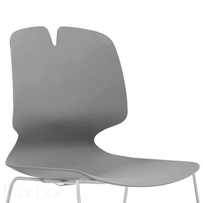Ensemble de 4 chaises de bureau empilables modernes de conception ergonomique en gris, polypropylène et acier