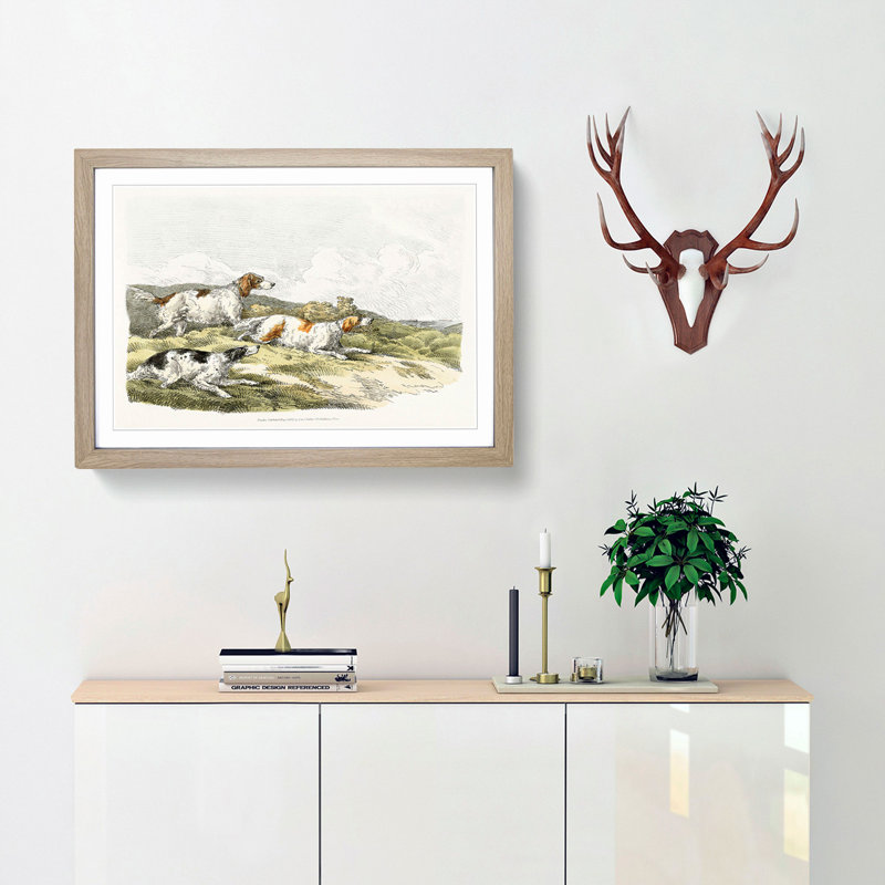 The Running Hounds by Henry Alken - Picture Frame Painting Print, Oak Framed, 27cm H x 36cm W x 2cm D