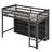 Loft Bed With 8 Open Storage Shelves And Built-In Ladder-1241793836