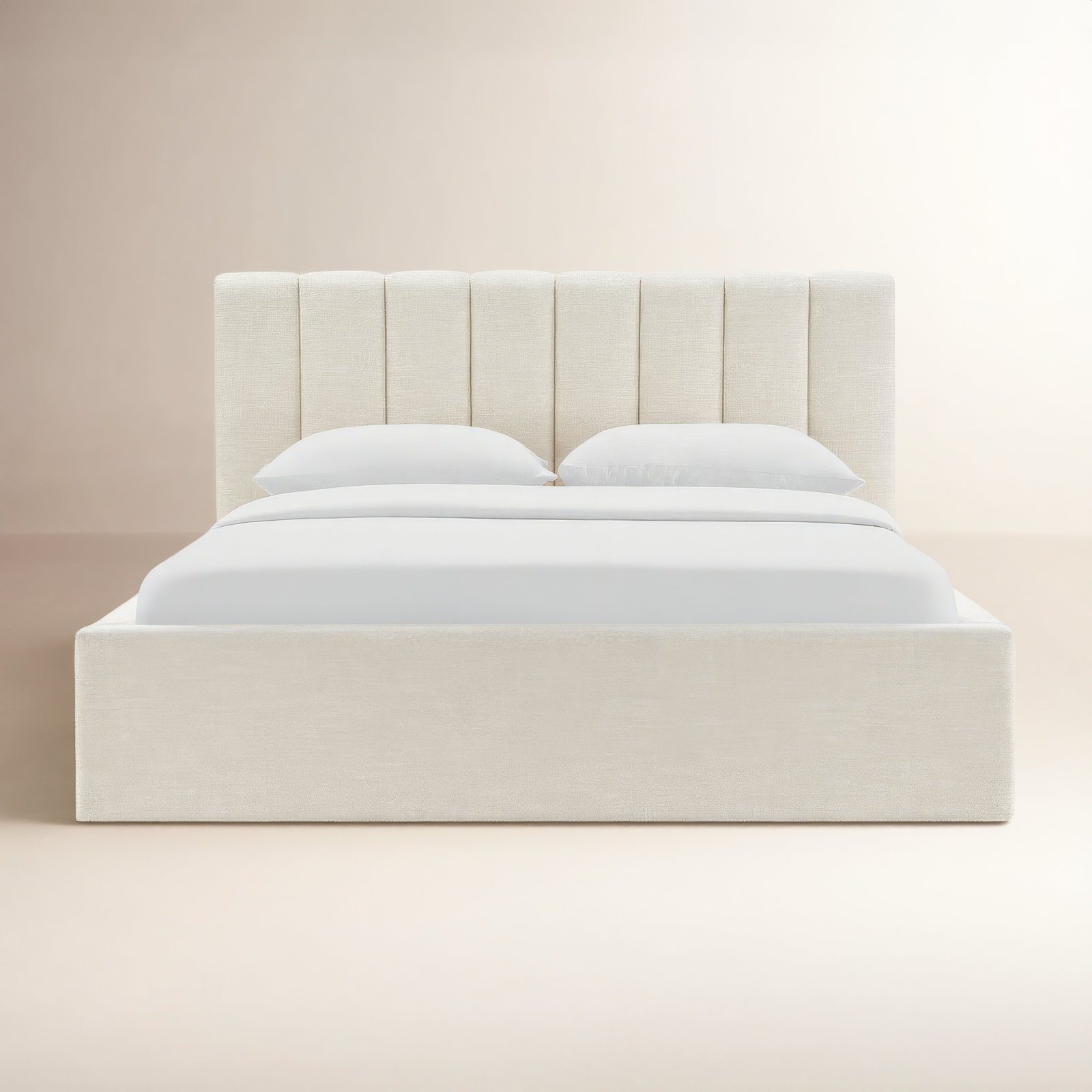 Delmar Linen Upholstered Bed, Queen, Effie Linen Performance Linen