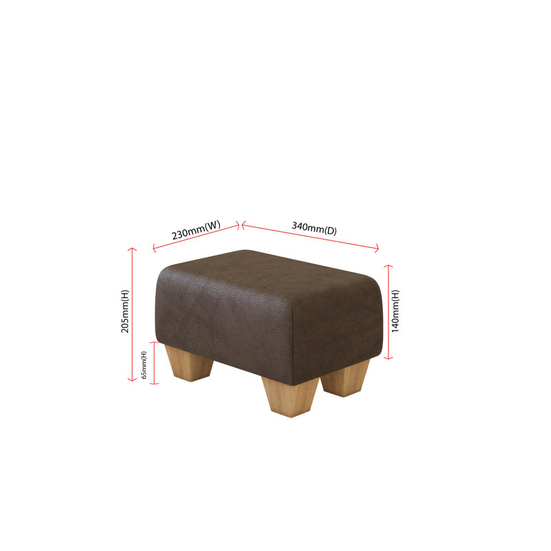 Manufactured Wood Accent Stool, Natural, Italian Leather, Dark Brown