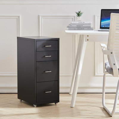 Eulos 28cm Wide 4 -Drawer Mobile Solid Wood File Cabinet
