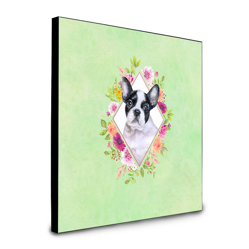 Dollman Animals Artwork Wall Panel, Green, Black/White French Bulldog