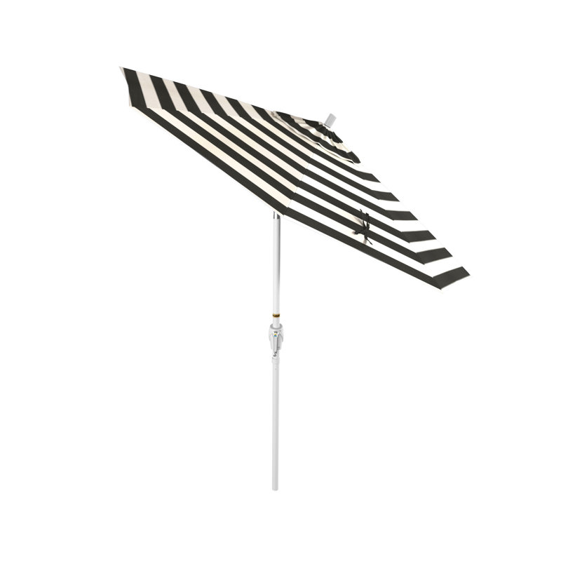 Parasol de marché 7,5', Blanc, Sunbrella®, Cabana classique à rayures noires Sunbrella®