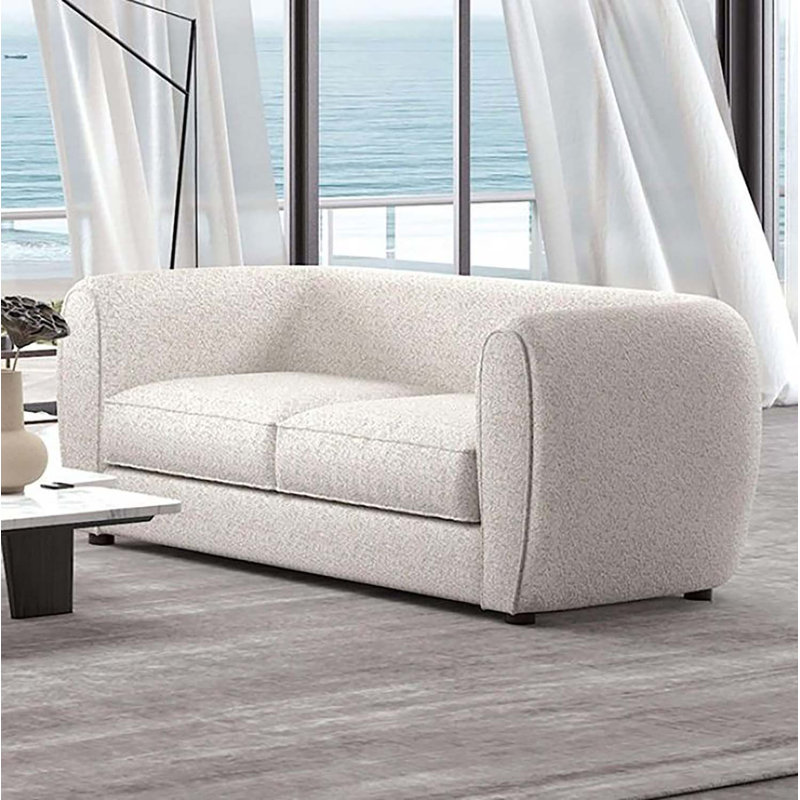 Arjen 67'' Tuxedo Arm Loveseat, Off-White Boucle