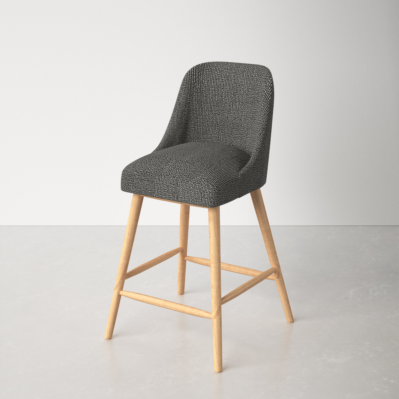 Gallie Bar Stool, Black, Counter Stool (27” Seat Height), Solitude Pepper