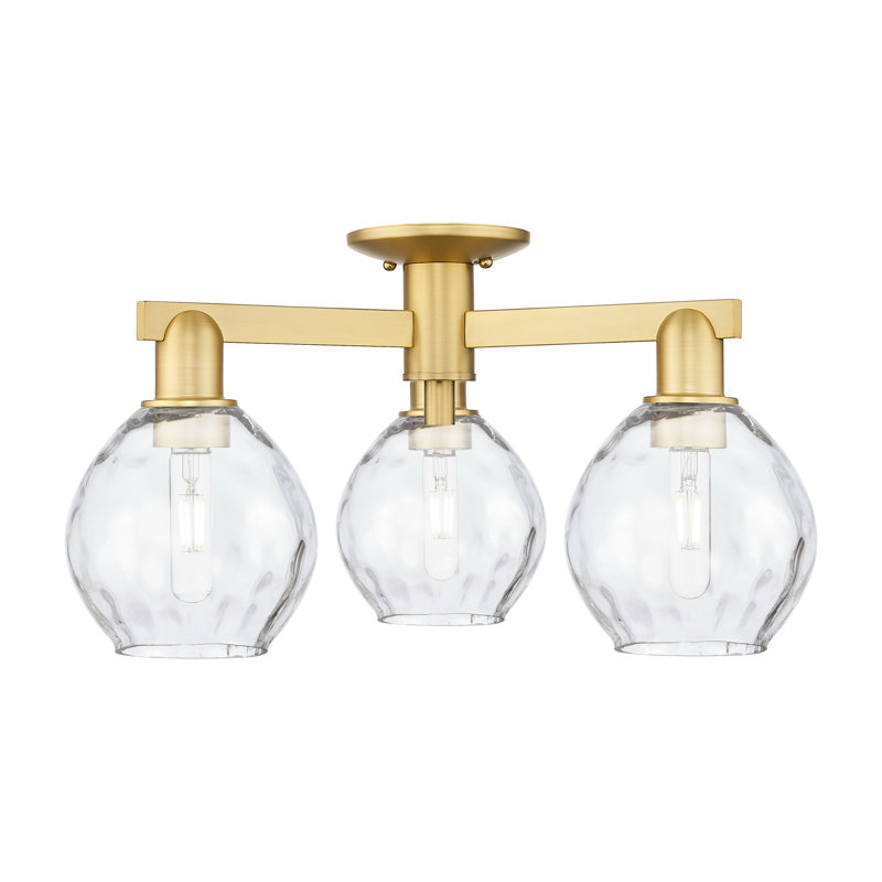 Arcadia - Dexter - 3 Light Semi-Flush Mount, Satin Gold
