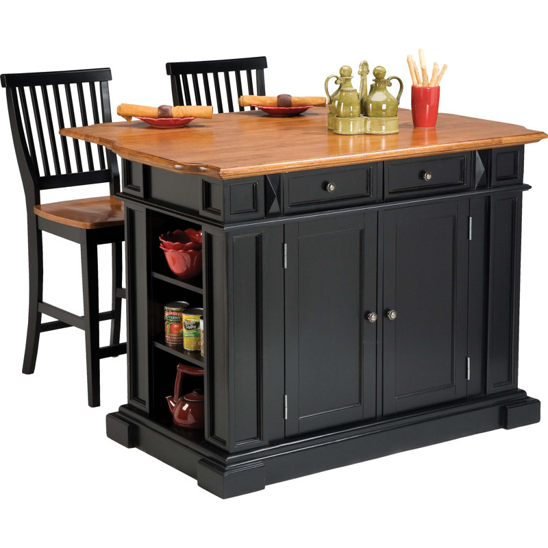 Mattice 49.75'' Wide Kitchen Island Set, Black