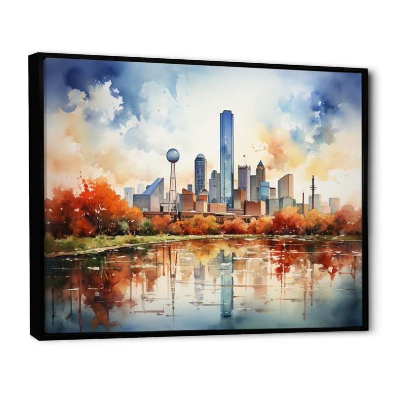 Dallas Perspectives IV, reproduction d'art sur toile, H 24 po x l 32 po x P 1 po, Cadre flottant noir