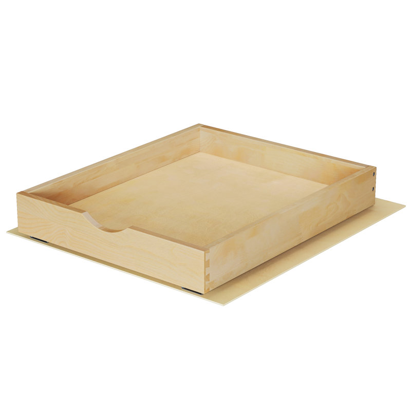 Muya Slide-Out Solid Wood Pull Out Drawer Soft Close Rails With Fixed Base Plate, 3" H x 22.5" W x 22.5" D