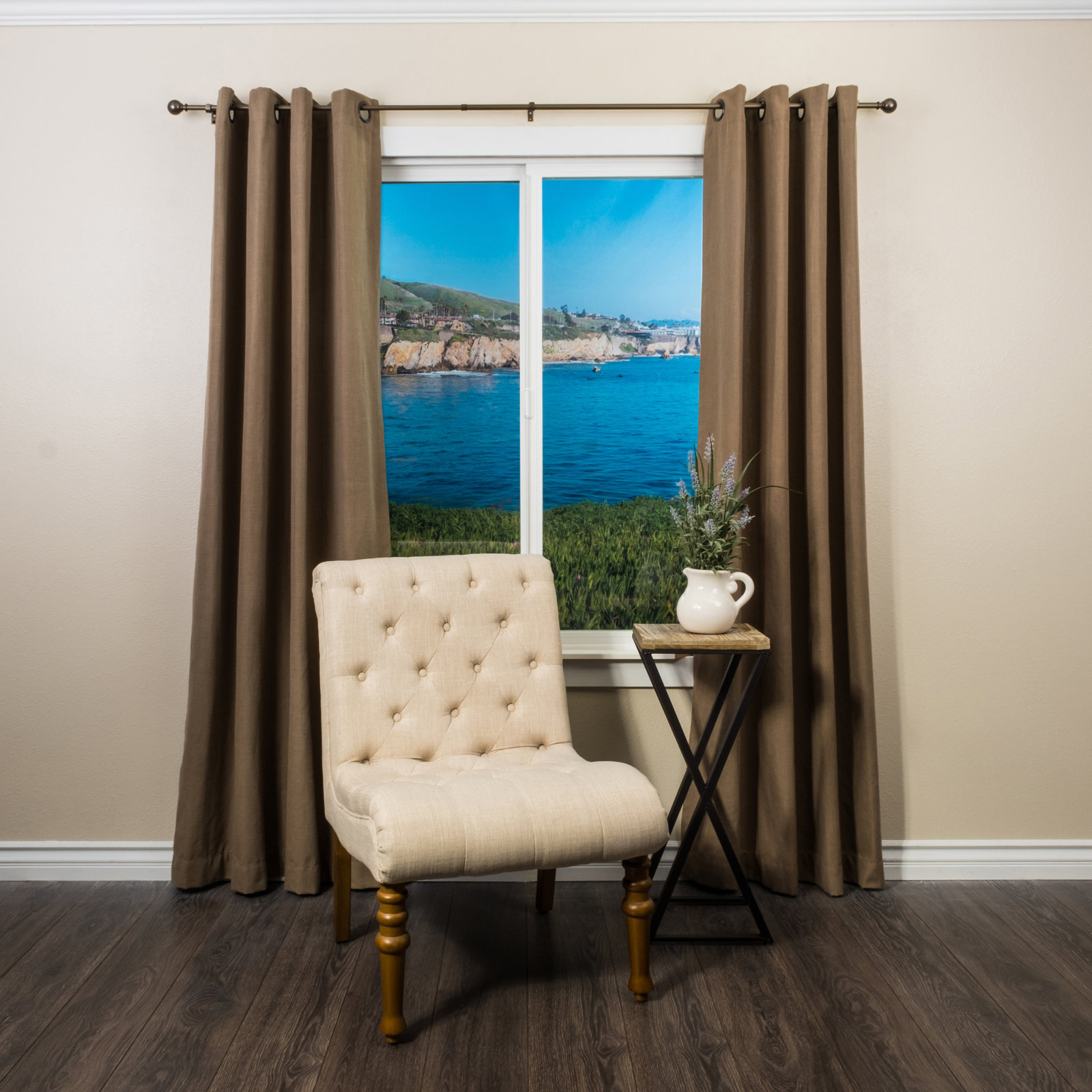 Aariah Metal Adjustable Single Curtain Rod, 86" - 128", Dark Bronze