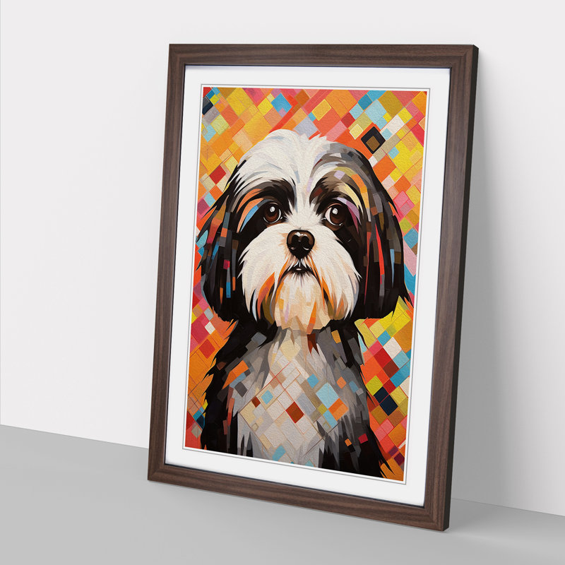 Shih Tzu Constructivism - Framed Print, Walnut , 34cm H x 25cm W x 2cm D