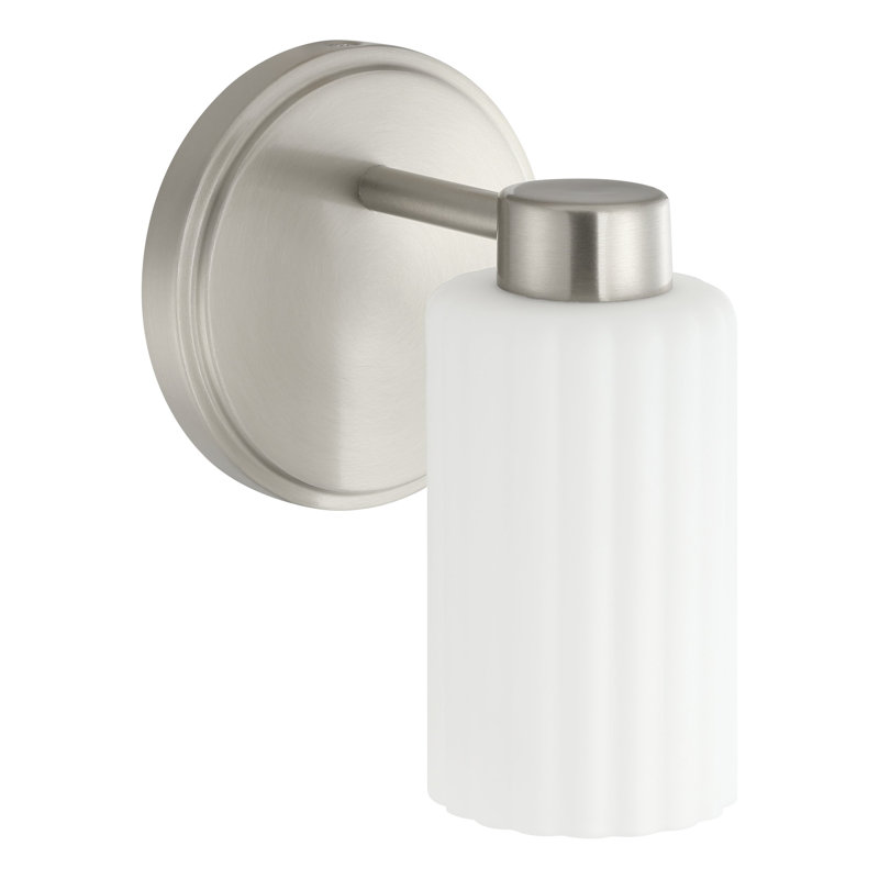 Éclairage pour meuble-lavabo à 1 lumière en nickel brossé 1 lumière Dungannon avec abat-jour en verre côtelé Opal